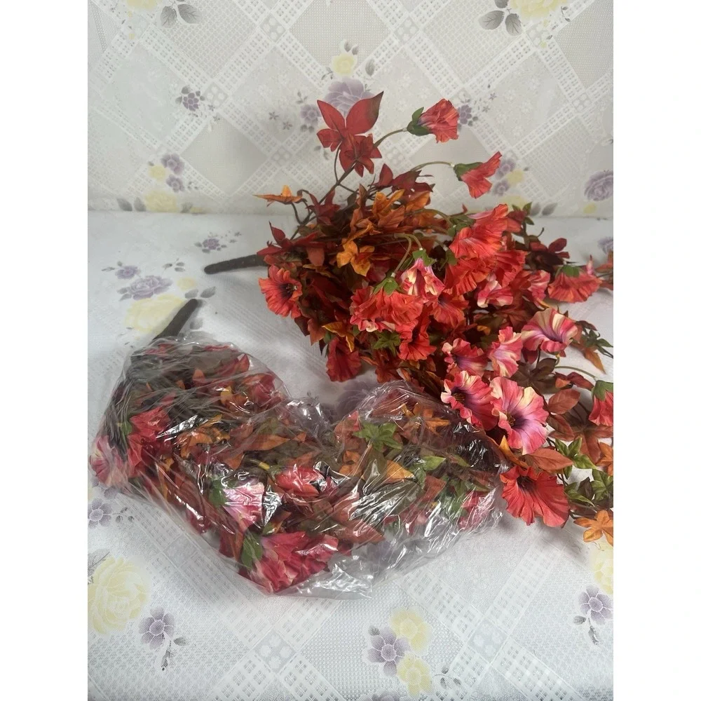 Artificial Hanging Flowers Plants‎ for Outdoor Fall Decoration, 2PCS Faux Silk.